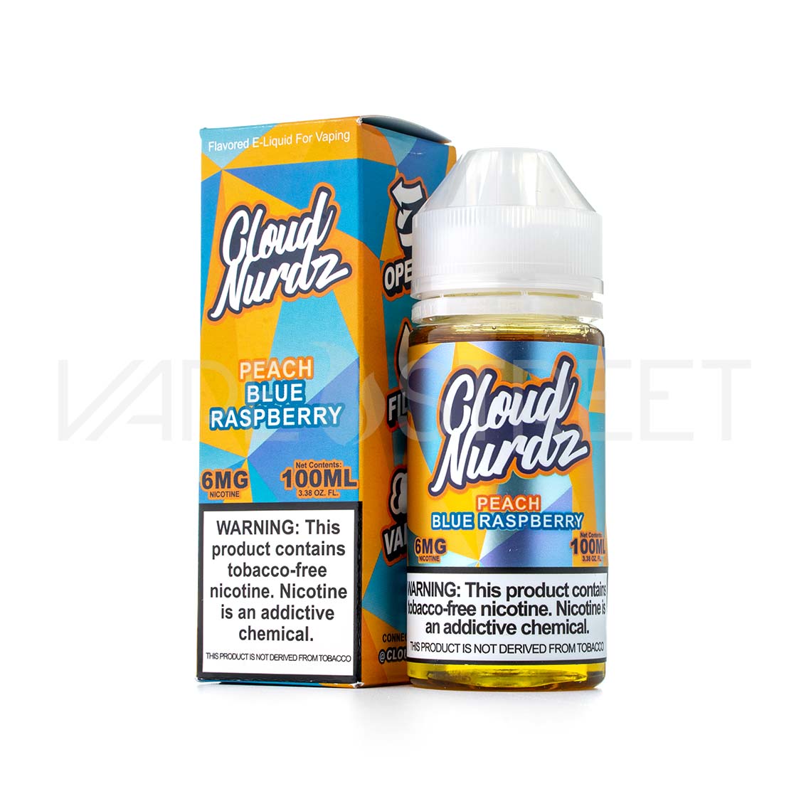 Cloud Nurdz TFN Peach Blue Raspberry 100ml Tobacco free nicotine