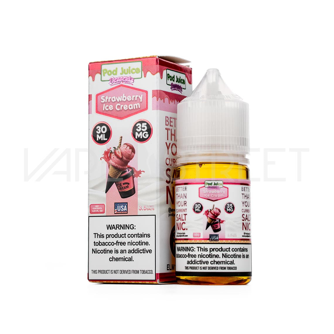 Pod Juice Salt Desserts Strawberry Ice Cream 30mL Vape Street