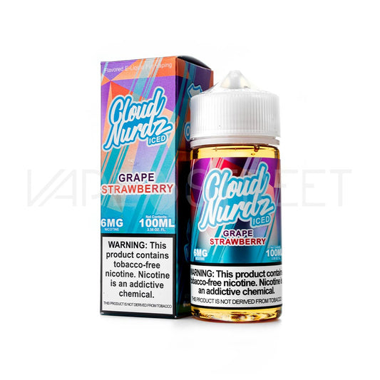 Cloud Nurdz Iced Grape Strawberry 100mL Freebase Nicotine Vape Juice