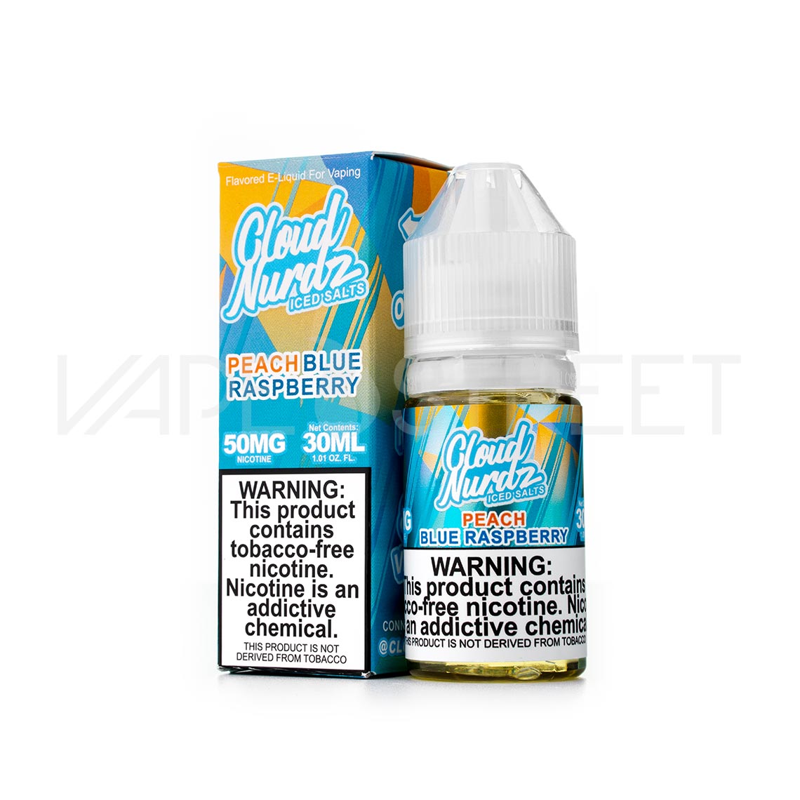 Cloud Nurdz TFN Salts Peach Blue Raspberry Iced 30mL Vape Juice