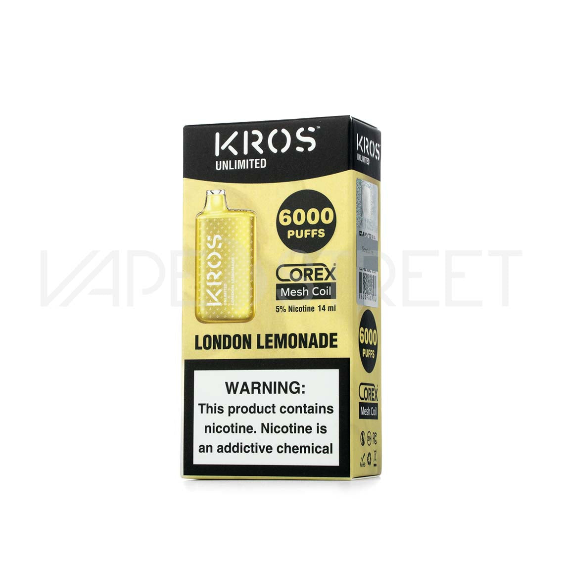 Kros Unlimited Disposable 6000 Puffs London Lemonade