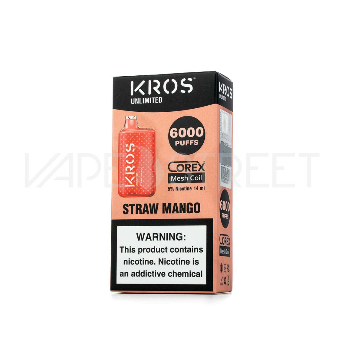 Kros Unlimited Disposable 6000 Puffs Straw Mango