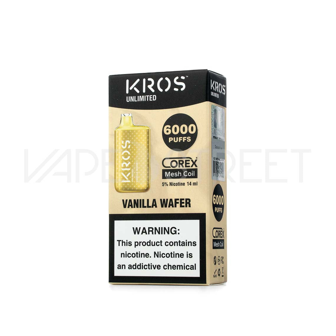 Kros Unlimited Disposable 6000 Puffs Vanilla Waffer
