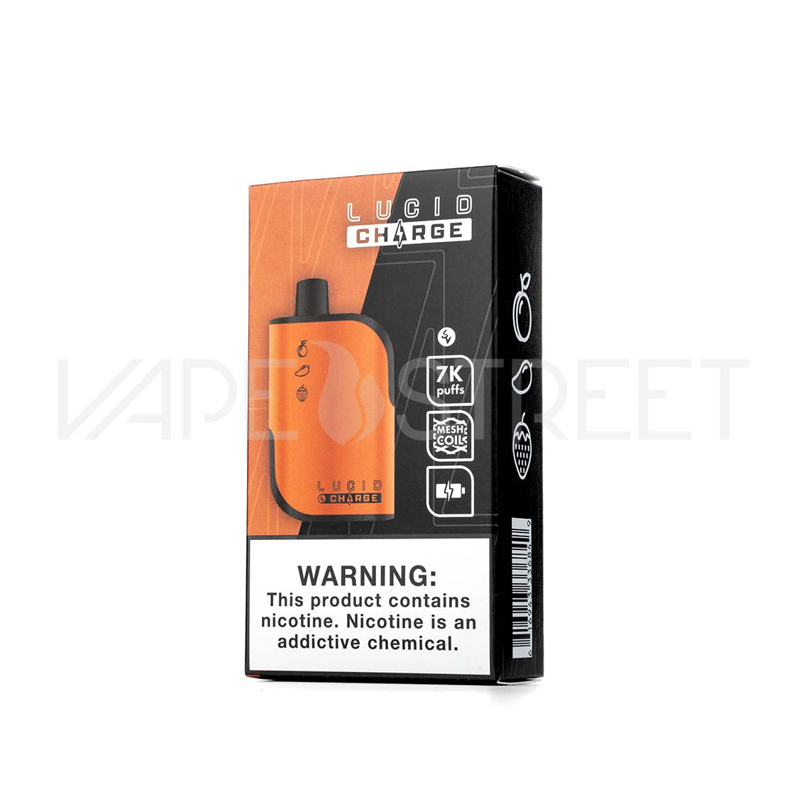 Lucid Charge Disposable Device 7000 Puffs Peach Orange Strawberry